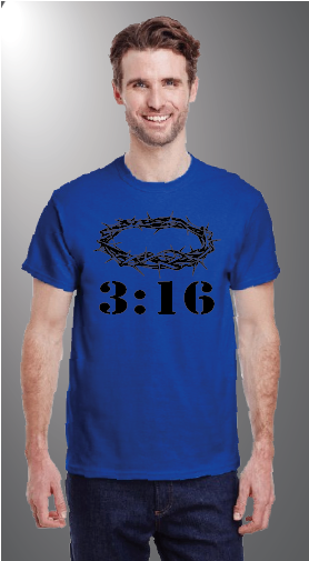 John 3:16 on Gildan G500 front Blue