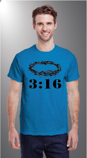 John 3:16 on Gildan G500 front Bright Blue