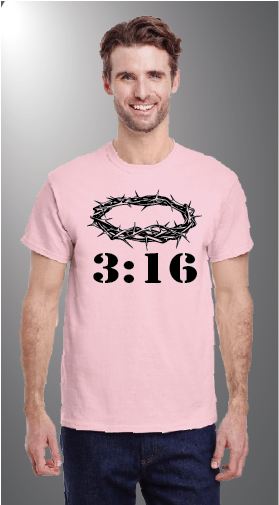 John 3:16 on Gildan G500 front Light Pink