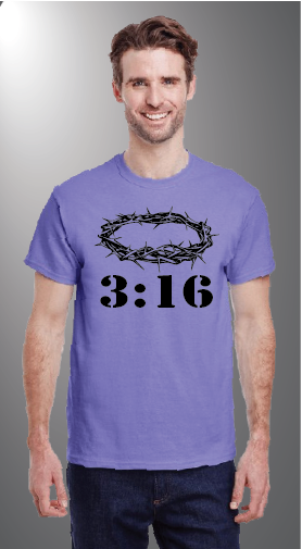 John 3:16 on Gildan G500 front Light Purple