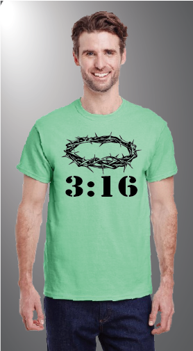 John 3:16 on Gildan G500 front Mint Green