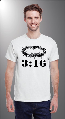 John 3:16 on Gildan G500 front White